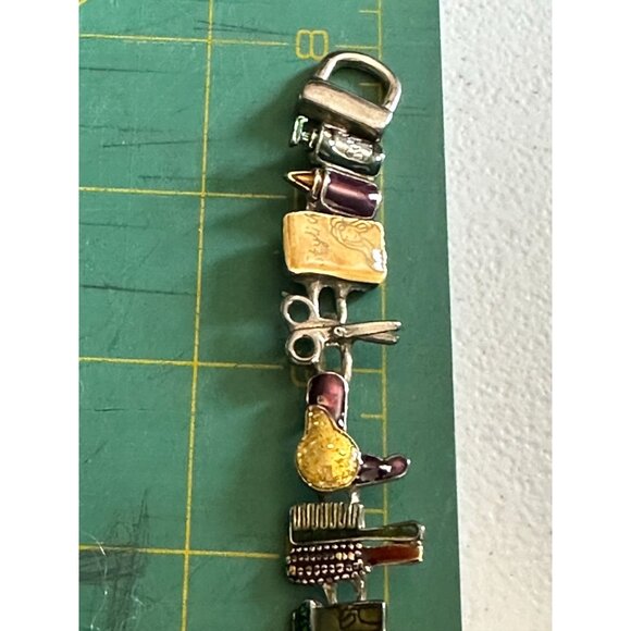 Beautician Bracelet Hair Salon Tools Enamel Brush Scissors Blower Dyer 8in Gift - Picture 6 of 11